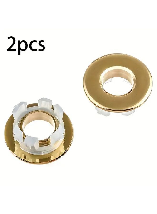 2pcs Brass Sink Overflow Cover Caps Polished Golden Finish Corrosion Resistant - Image 1