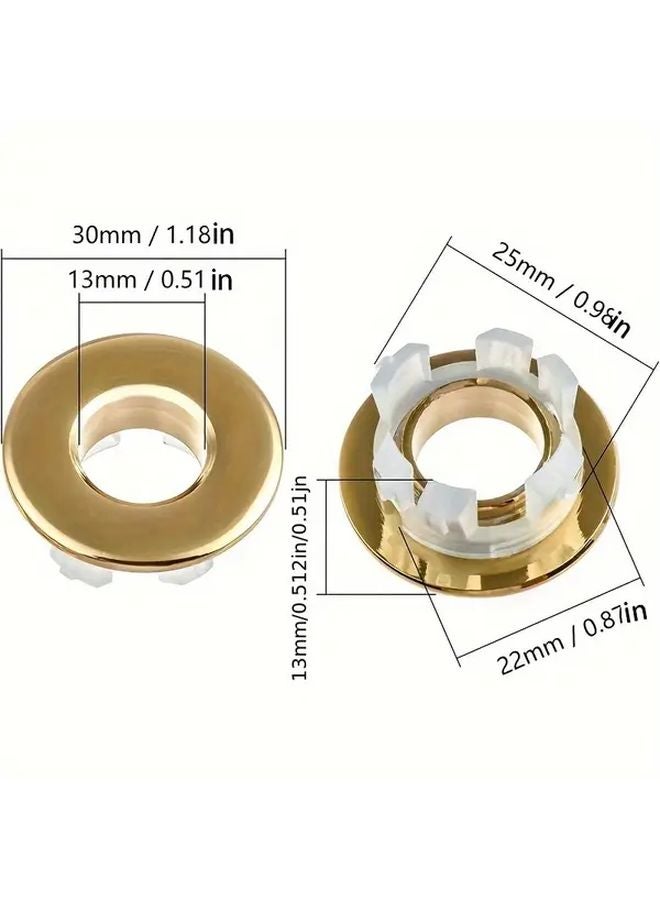 2pcs Brass Sink Overflow Cover Caps Polished Golden Finish Corrosion Resistant - Image 4