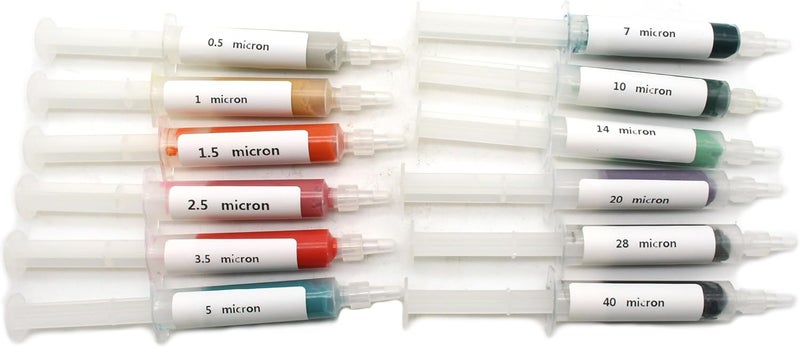 TEMO 12 pc 5 Gram Diamond Lapping Paste Polishing Compound Syringe Set 0.5-40 Micron (Grit#450 to #30,000) for Jewelry, Metal, Ring, Gemstone, Glass, Coin - Image 2