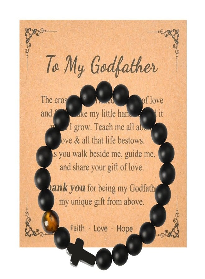 YangQian Christian Godfather Gifts from Godchild the Godfather Gifts for Men Cross Beaded Bracelet Baptism Thank You Gifts for Men Godfather Birthday Fathers Day Christmas Gift Rosary Catholic Prayers Bracelet - Image 1