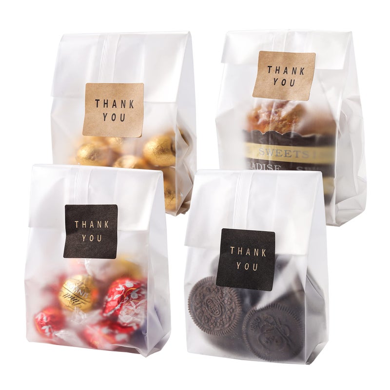 LOKQING Valentines Gifts Cellophane Treat Bags Cookie bags for Packaging Clear Gift Bag with Stickers for CookiesCandyChocolatesFog9x33inch