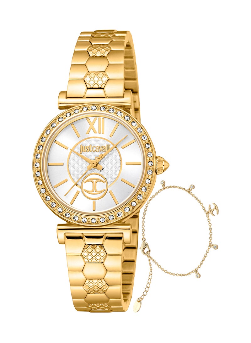 Just Cavalli ساعة يد نسائية دائرية الشكل من الفولاذ المقاوم للصدأ JC1L273M0055 - 30 مم - Image 1