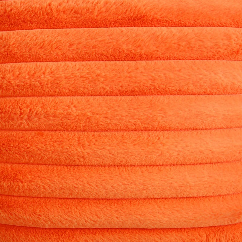 Futei Orange مخططة مزخرفة وسادة أغطية وسادة 20x20 بوصة مجموعة من 2 مربع زخارف الزخارف أريكة وسادة ناعم دافئ فو ، فرو ، مخملية الظهر ديكور المنزل الحديثة للسرير - Image 4