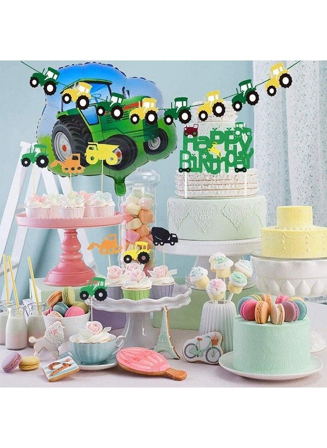 Milcraft - 68Pcs Farm Green Tractor Supplies Birthday Decorations For John Deere Theme Happy Banner Garland Cupcake Toppers Balloons Girls Boys Kids And Baby Shower - Image 1