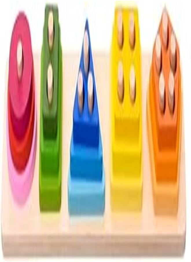 Generic Wooden Building Blocks For Learning Children Set Of 16 Pieces - Multi Color 