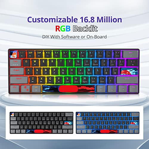Owpkeenthy 60% Percent Keyboard Mechanical Gaming with Red Switch Wired Ultra Compact RGB Mini Keyboard Backlit for PC Xbox PS4 (Dark/Red Switch) - Image 2