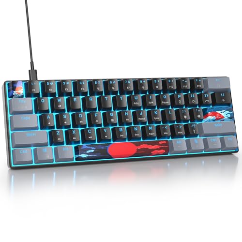 Owpkeenthy 60% Percent Keyboard Mechanical Gaming with Red Switch Wired Ultra Compact RGB Mini Keyboard Backlit for PC Xbox PS4 (Dark/Red Switch) - Image 1