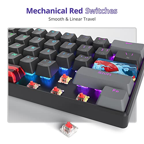 Owpkeenthy 60% Percent Keyboard Mechanical Gaming with Red Switch Wired Ultra Compact RGB Mini Keyboard Backlit for PC Xbox PS4 (Dark/Red Switch) - Image 4