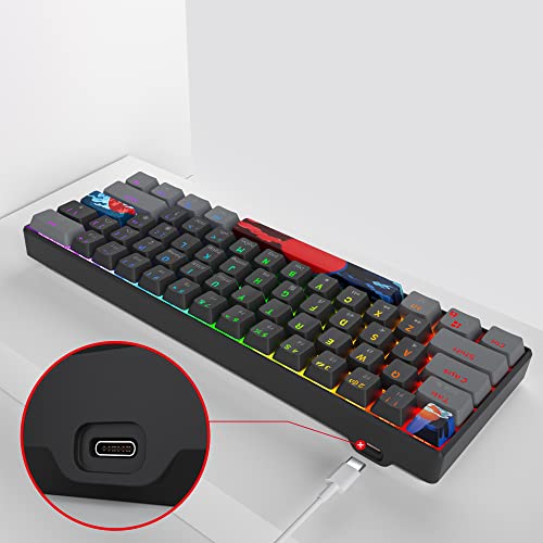 Owpkeenthy 60% Percent Keyboard Mechanical Gaming with Red Switch Wired Ultra Compact RGB Mini Keyboard Backlit for PC Xbox PS4 (Dark/Red Switch) - Image 5