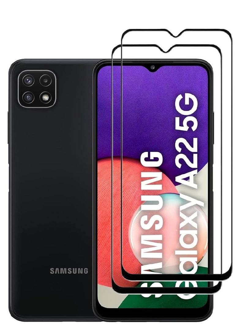 AINA 2 Pieces Tempered Glass Screen Protector 5D Designed For Samsung Galaxy A22 5G Full Glue Edge to Edge Full Screen Coverage And Bubble Free - Image 1