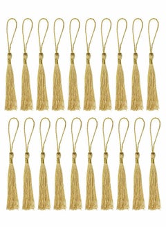 Generic Tassels Mini Silky Handmade Soft Flossy Bookmark Tassels with Cord Loop for Keychain Earring Jewelry Making, Souvenir, Graduation, Clothing Sewing, Gift Tag DIY Craft, 20PCS (Gold)  - Image 1