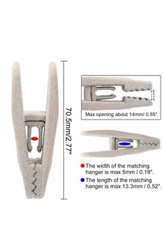 Y&D Velvet Hangers Clips, 20 Pcs Beige Pants Ivory Strong Finger Flocked Clips Perfect for Use with Slim-line Clothes  - Image 3