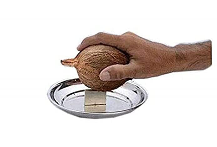 Stainless Steel Coconut Breaker Cracker Heavy Duty Coconut Breaker Tool for Pooja Kitchen Home Coconut Cracker with Stainless Steel bar  - Image 2