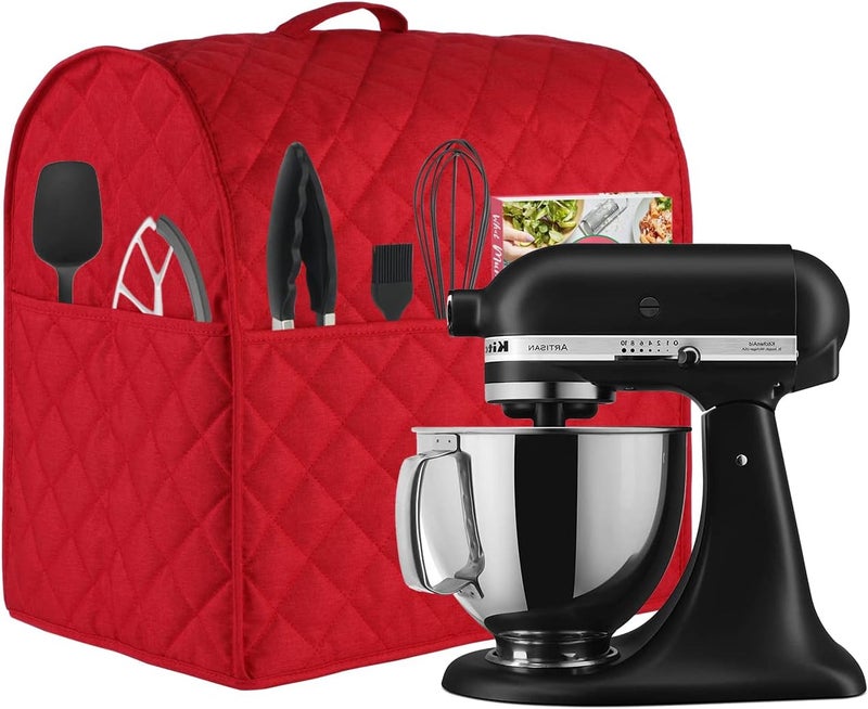 Zbeiur غطاء خلاط قائم متوافق مع خلاط Kitchenaid، يناسب جميع موديلات الرأس المائل ورفع الوعاء مع حقيبة تنظيم 3 للإكسسوارات. مع مقبض، مقاوم للماء، سهل التنظيف… (أحمر، للرأس المائل 4.5-5 كوارت) - Image 2