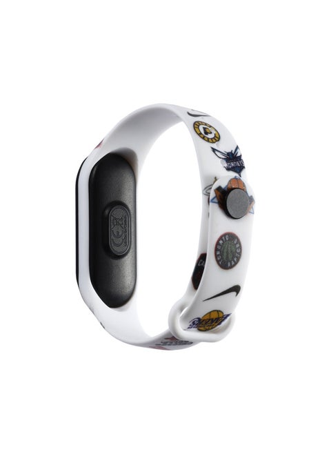 For Mi Band 9 Strap Mi Band 5/6/7/8 Strap Cartoon Printed Mi Band 3/4 Wristband-Color:White Nike-Specifications:M 3/4