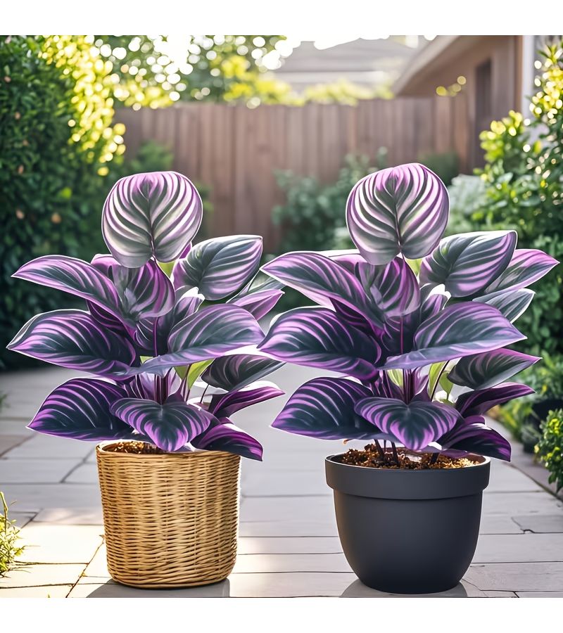 2 Pcs Purple Artificial Faux Greenery Plants Natural Look Home Office Living Room Bedroom Porch Courtyard Outdoor Garden Decor Low Maintenance Holiday Plants Pot Not Included - Image 3