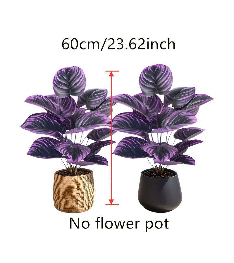 2 Pcs Purple Artificial Faux Greenery Plants Natural Look Home Office Living Room Bedroom Porch Courtyard Outdoor Garden Decor Low Maintenance Holiday Plants Pot Not Included - Image 2