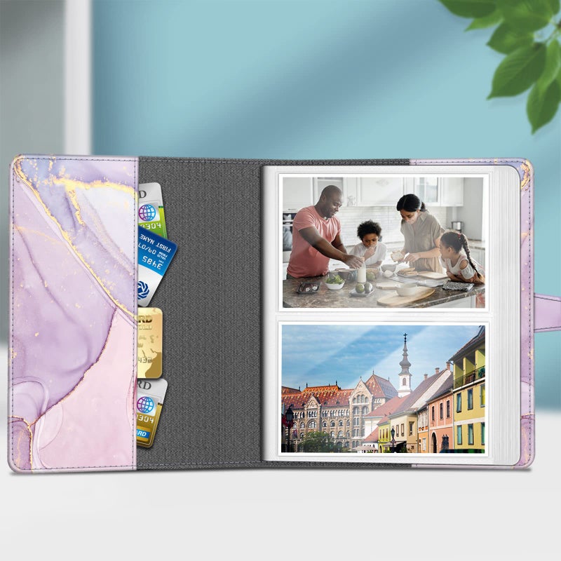 Fintie Fintie Photo Album 4x6 Photos - 112 Photos Premium Vegan Leather Cover with Snap Fastener  Portable Wallet Photo Albums  Dreamy Marble - Image 3
