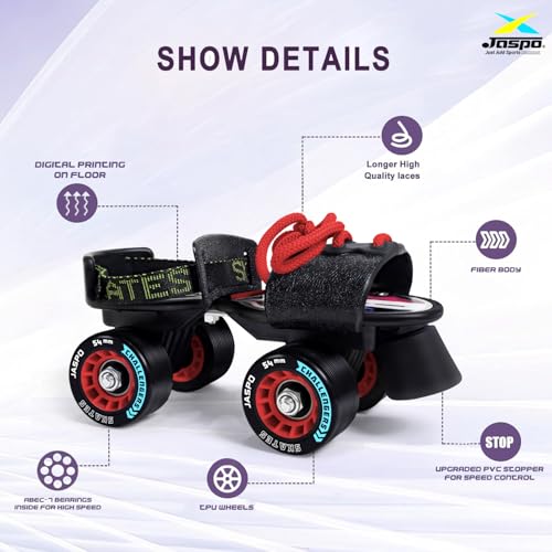 Jaspo Challengers Quad Roller Skates for Boys Girls 6+ Years, Beginner Fibre Adjustable Skating Shoe for Kids/Youth, Skate Shoes for Boys & Girls (UK 1–8) - Image 5