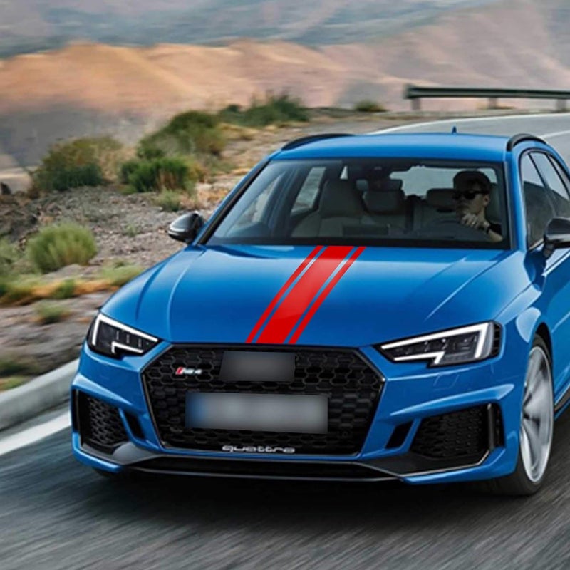 TOMALL 49"x 8.7" Car Hood Stripe Sticker Auto Racing Body Side Stripe Decal Skirt Roof Hood Bumper Stripe Decal Vinyl Modified Stripe Decal Decoration for Car (Red) - Image 4