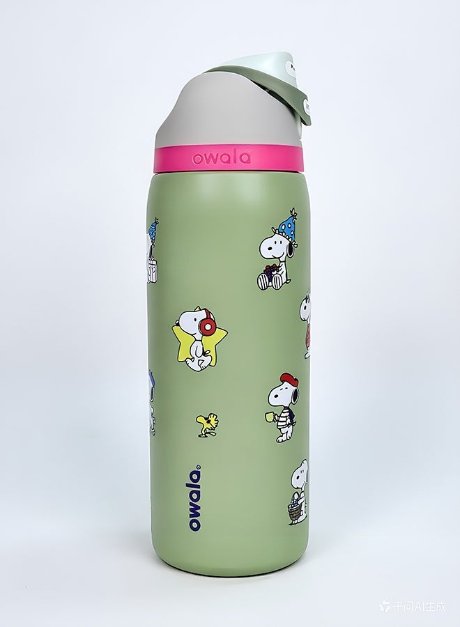 Snoopy FreeSip Insulated Stainless Steel Water Bottle with Straw for Sports, Travel, and School BPA-Free Sports Water Bottle - Image 1