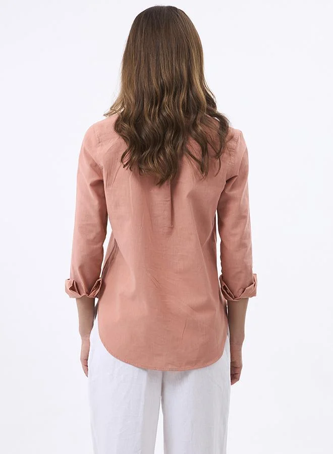 FELIX HARDY Salmon Linen Blended Shirt for Women for Women | Best Price UAE
