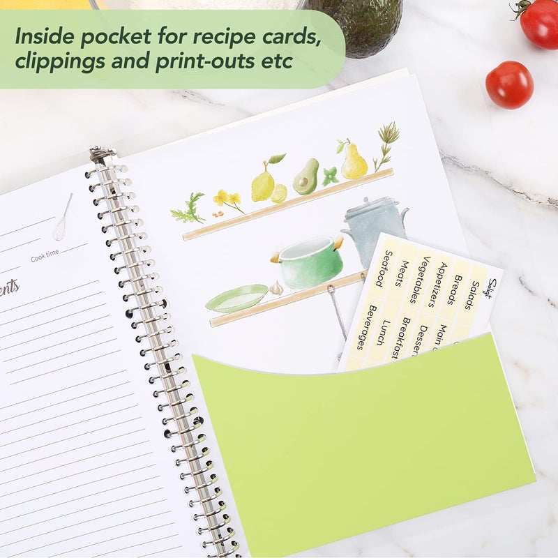 SOLIGT Recipe Book to Write in Your Own Recipes, 9.6â€™â€™x12.5â€™â€™ Personal Blank Recipe Notebook, Removable Recipe Journal Book Binder with 8 Dividers and 24 Tabs, Hold up to 240 Recipes - Image 5