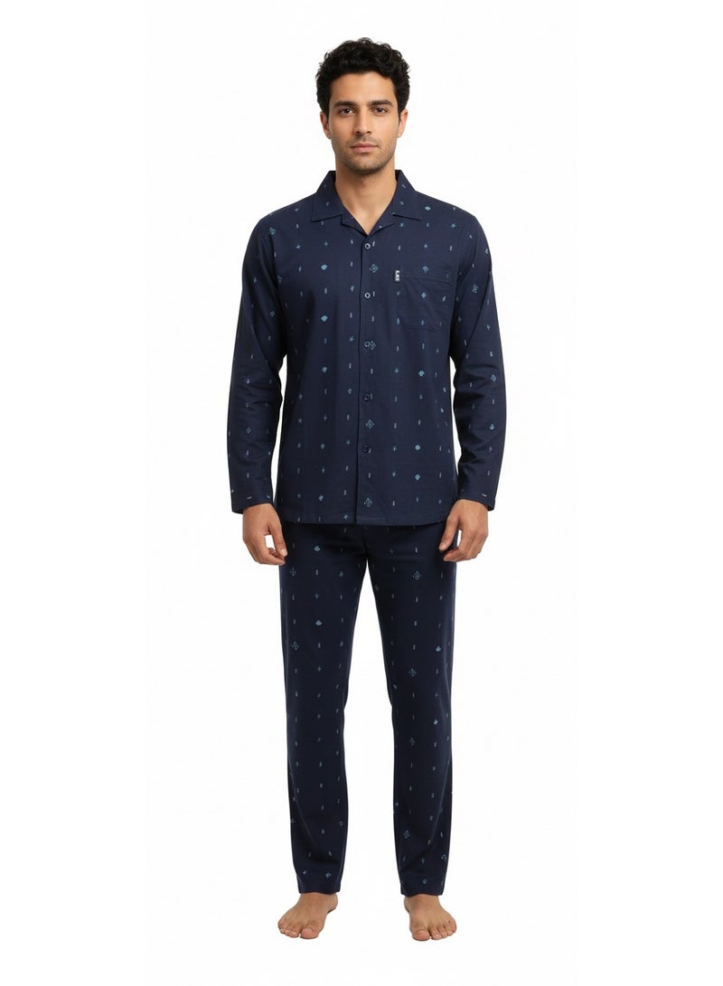 Jet Men Summer Pajama Set Printed Top & Printed Bottom - Image 1