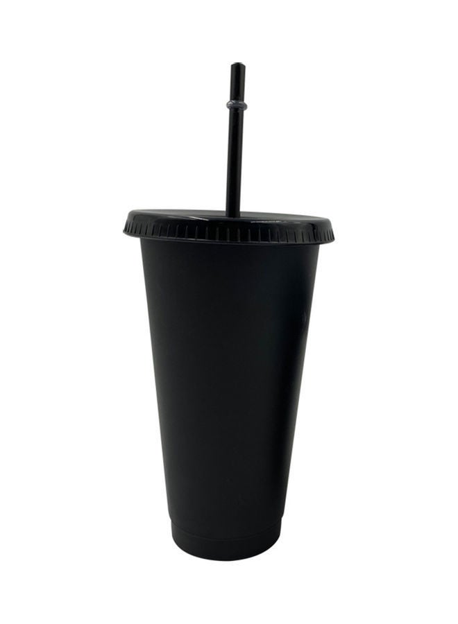 Water Bottle Cup With Lid And Straw Black