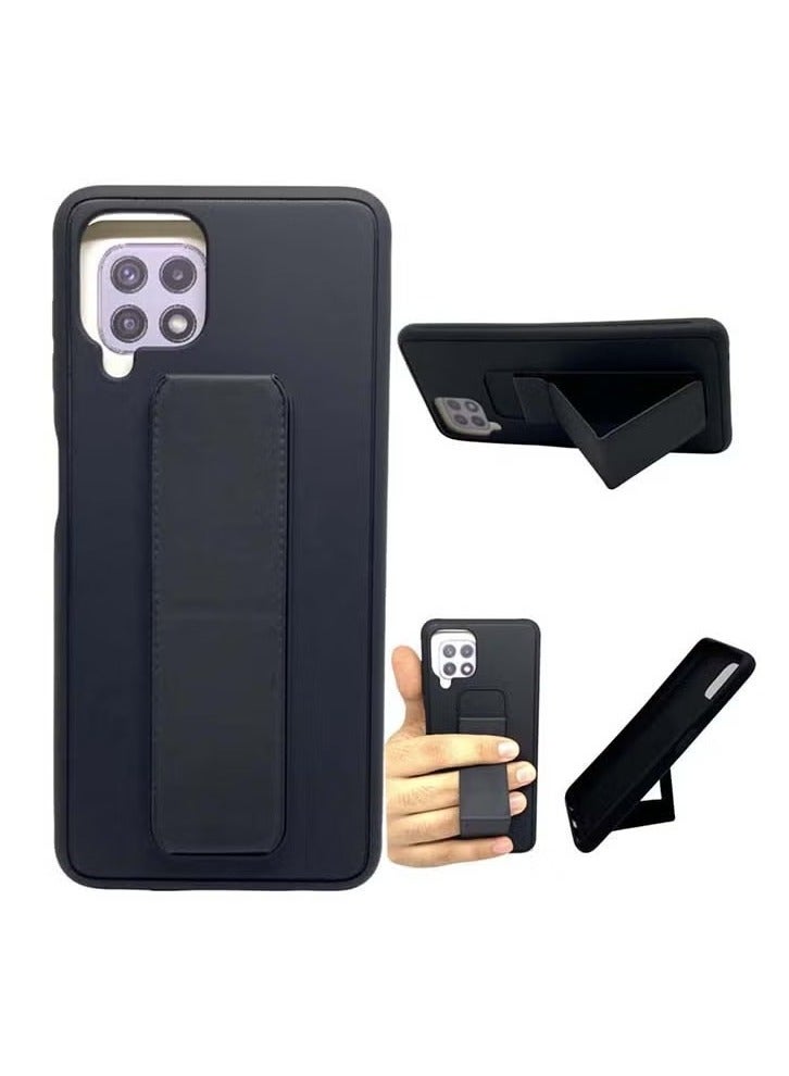 3-in-1 Magnetic Wrist Strap Hand Grip with Stand Case Cover for Samsung Galaxy A22 4G Black  - Image 4