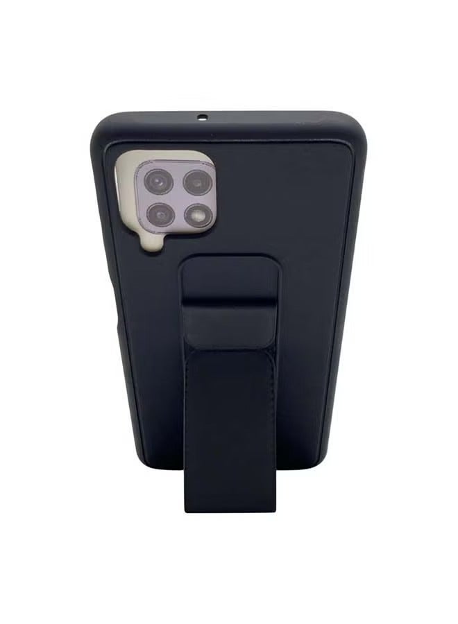 3-in-1 Magnetic Wrist Strap Hand Grip with Stand Case Cover for Samsung Galaxy A22 4G Black  - Image 2