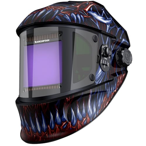 ARCCAPTAIN Auto Darkening Welding Helmet with Side View, 180° Panoramic View, 1/1/1/1 True Color Large Viewing Welding Hood with 4 Arc Sensor Solar Powered, Wide Shade 4/5-9/9-13 for TIG MIG ARC Cut - Image 1