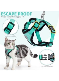 PUPTECK Cat Harness And Leash Set Escape Proof Reflective Cat Walking Harness Adjustable Soft Breathable Mesh Vest For Small Pets, Aquamarine, S  - Image 4