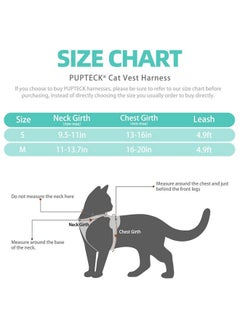 PUPTECK Cat Harness And Leash Set Escape Proof Reflective Cat Walking Harness Adjustable Soft Breathable Mesh Vest For Small Pets, Aquamarine, S  - Image 2