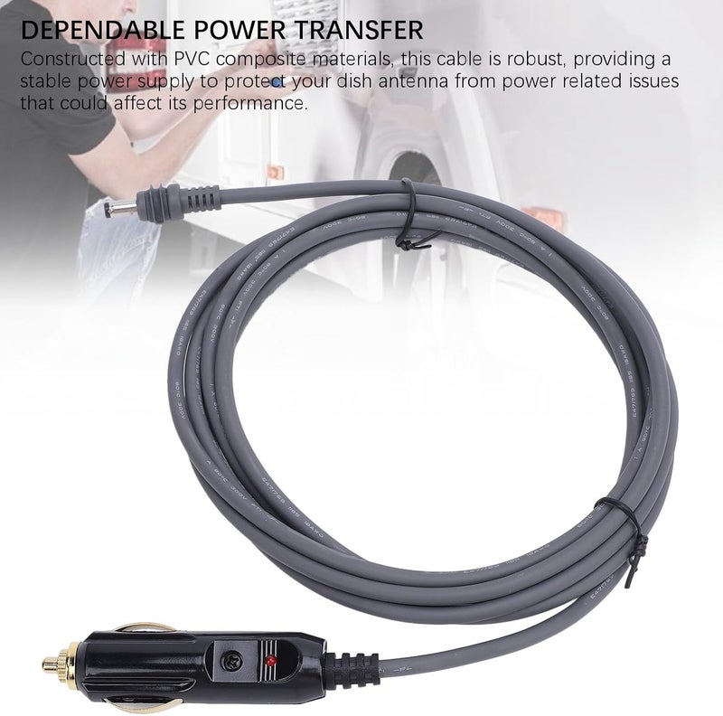 كابل طاقة سيارة DC بطول 10 أقدام وسمك سلك 18AWG، يوفر اتصالًا مستقرًا ومناسبًا لهوائيات القرص الصغيرة المستخدمة في المنازل المتنقلة (RVs) والقوارب. - Image 3