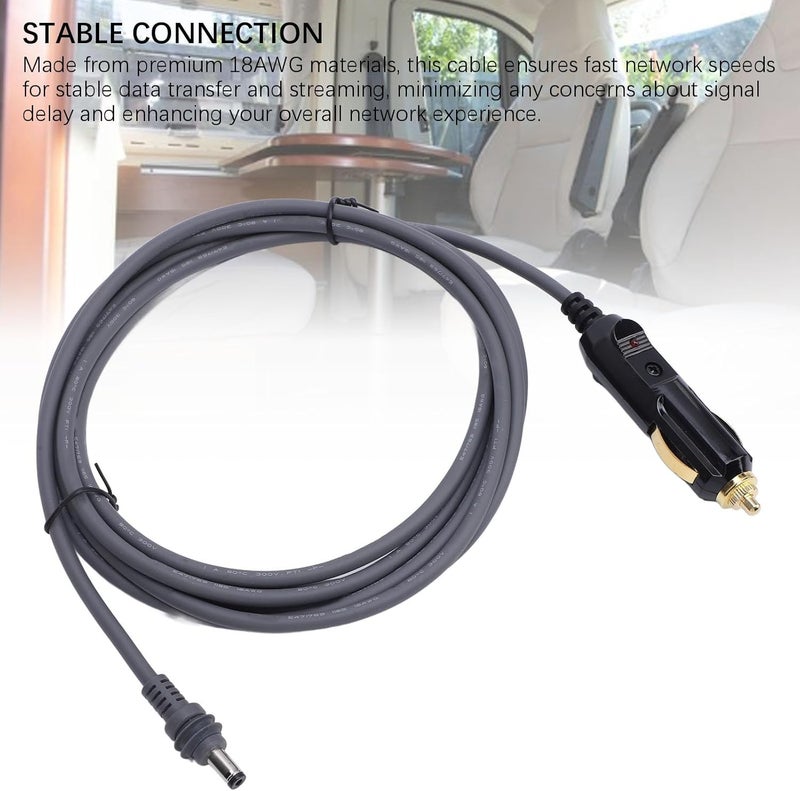 كابل طاقة سيارة DC بطول 10 أقدام وسمك سلك 18AWG، يوفر اتصالًا مستقرًا ومناسبًا لهوائيات القرص الصغيرة المستخدمة في المنازل المتنقلة (RVs) والقوارب. - Image 5