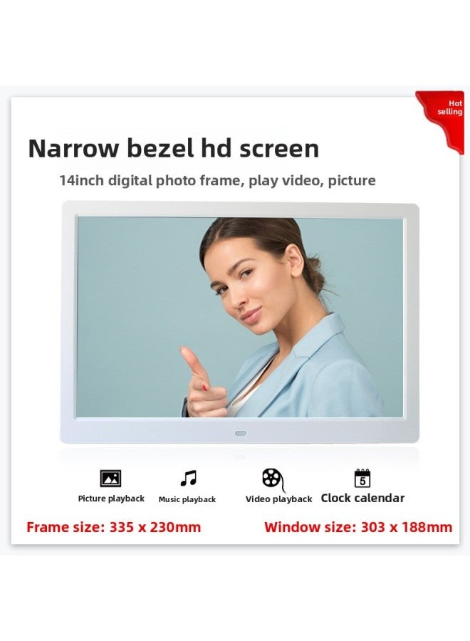 High-definition 14-14.1 Inch Digital Photo Frame Electronic Album Advertising Machine Logo Customizable-Color:14inch White Tn Screen - Image 1