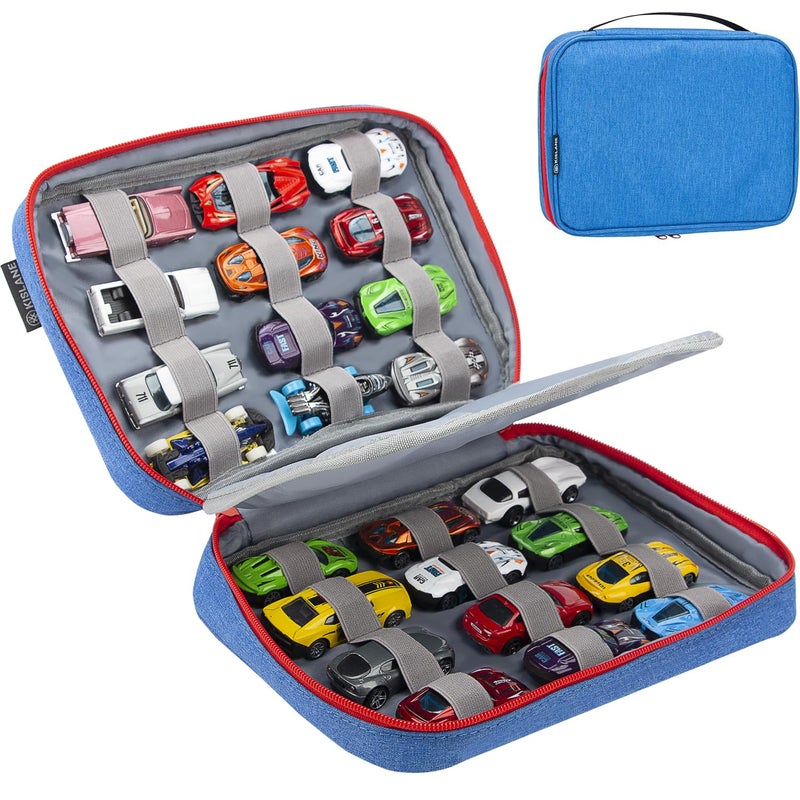 KISLANE 24 Diecast Cars Storage for Diecast Cars Storage Case Compatible with 24 Diecast Cars Matchbox Cars Mini Cars Diecast Cars Storage for Kids Bag Only Blue - Image 2