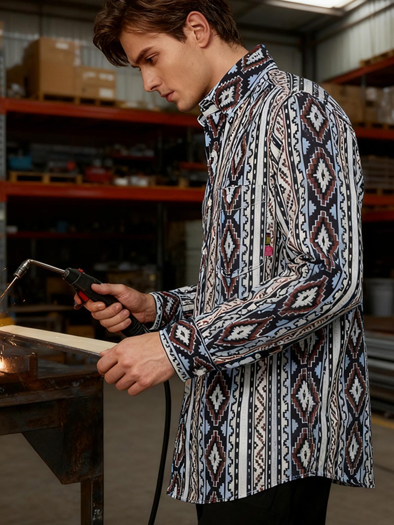 BOCOMAL FR Shirts Printed Bohemia Button Down Flame Resistant NFPA2112 CAT2 Work Shirt - Image 3