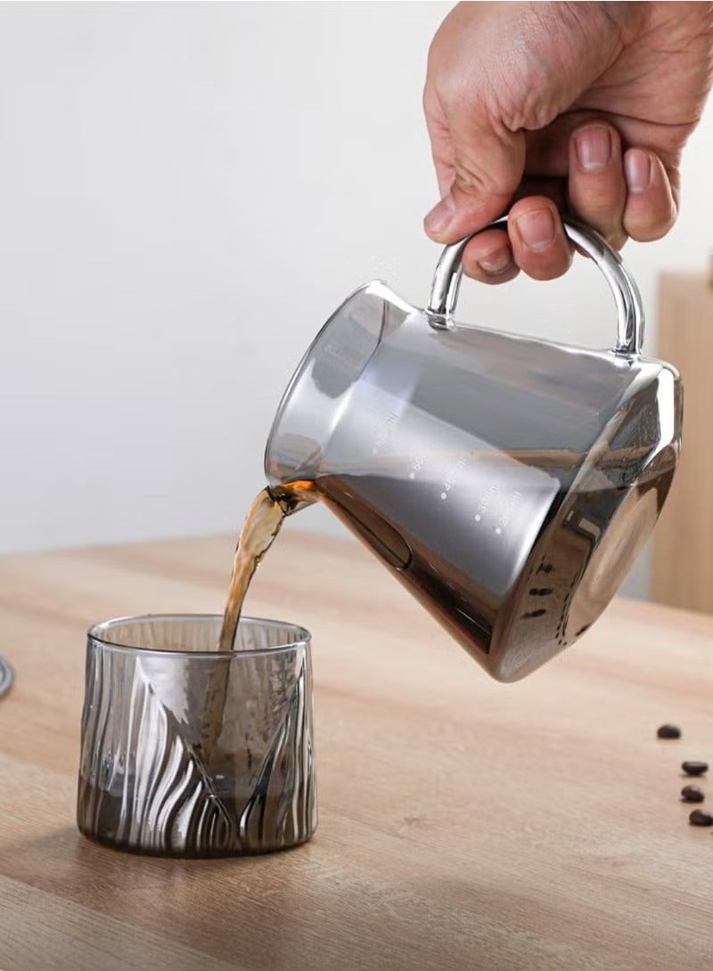 HOMESTAR V60 Coffee Dripper Set Pour Over Coffee Coffee Set Glass Coffee Maker 2 in 1 Pour Over Tea Set for Home for Office Glass Sliver 600ml - Image 4