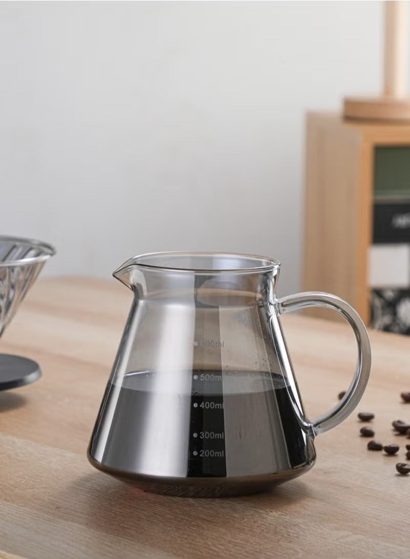 HOMESTAR V60 Coffee Dripper Set Pour Over Coffee Coffee Set Glass Coffee Maker 2 in 1 Pour Over Tea Set for Home for Office Glass Sliver 600ml - Image 5