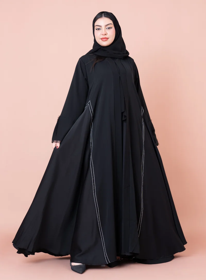 اكسا عباية غير رسمية بسيطة AIK073 اسود