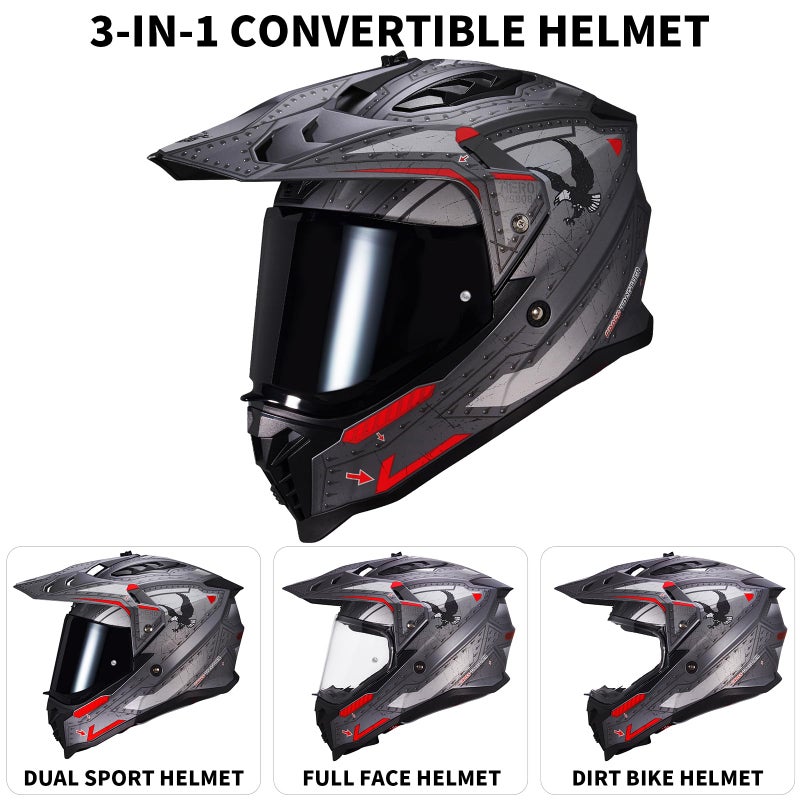 VCOROS Adventure Motorcycle Helmet VS-908 ATV Dirt Bike Off Road Motocross Full Face Helmet for Adults DOT Approved (Matte Warrior, L) - Image 3