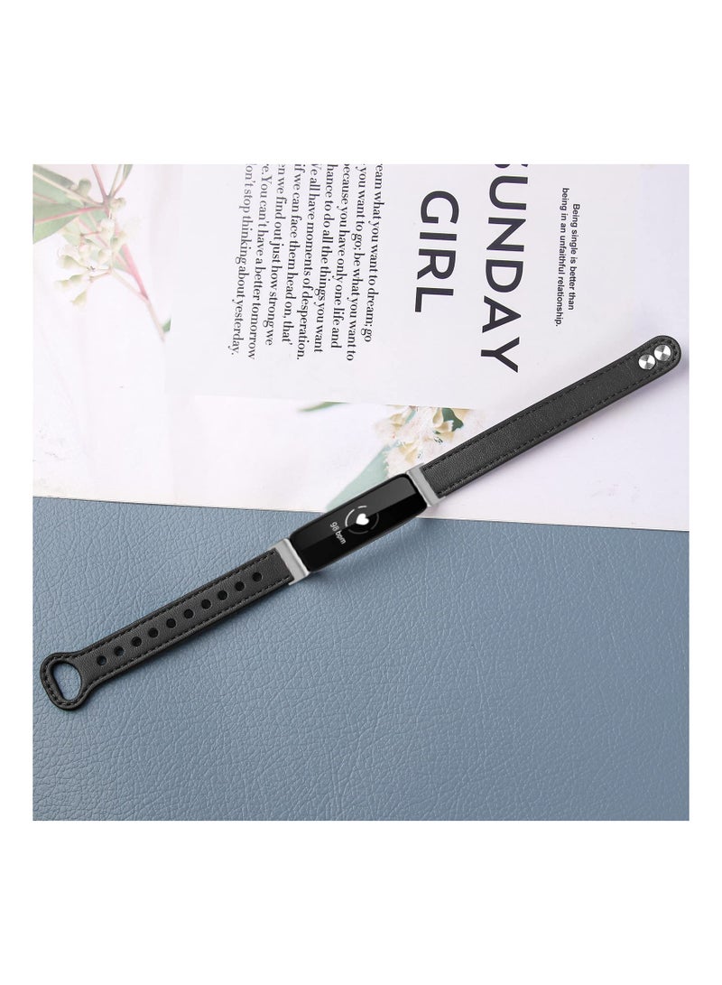 SYOSI Smart Band Leather Strap, Compatible with Fitbit Inspire 2 Strap, Genuine Leather Sport Wristband Replacement Strap bands Bracelet - Image 3