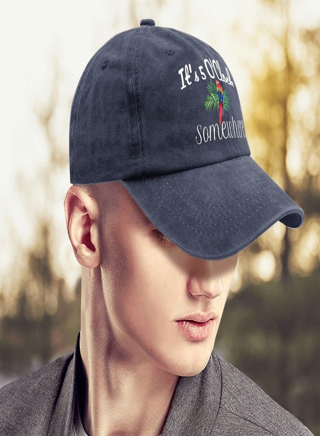 ODCRAT Jimmy Music Buffett Accessories Hats Its 5 Oclock Somewhere Hat Navy Blue Men's Baseball Cap - Image 4