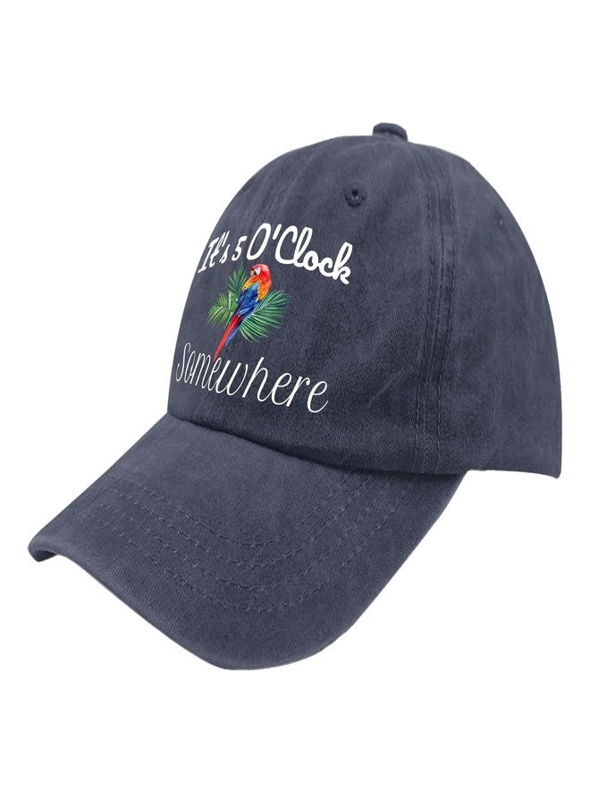ODCRAT Jimmy Music Buffett Accessories Hats Its 5 Oclock Somewhere Hat Navy Blue Men's Baseball Cap - Image 2