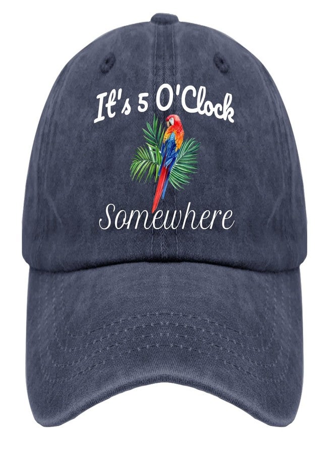 ODCRAT Jimmy Music Buffett Accessories Hats Its 5 Oclock Somewhere Hat Navy Blue Men's Baseball Cap - Image 1