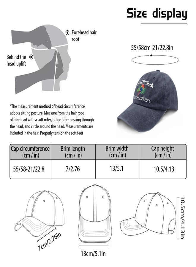 ODCRAT Jimmy Music Buffett Accessories Hats Its 5 Oclock Somewhere Hat Navy Blue Men's Baseball Cap - Image 3