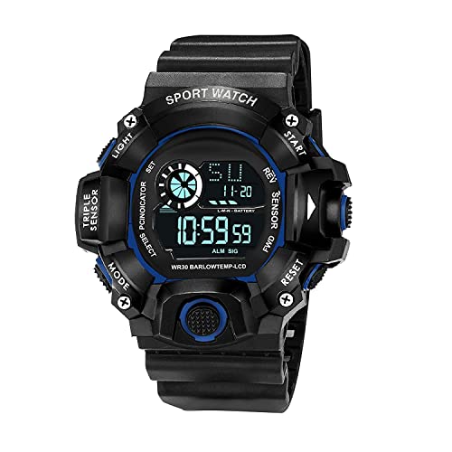 Acnos Digital Sports Watch – Rugged Outdoor Multi-Function (Blue Accent) - Image 1