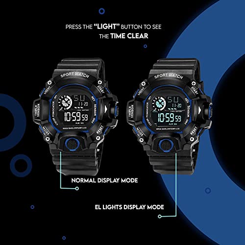 Acnos Digital Sports Watch – Rugged Outdoor Multi-Function (Blue Accent) - Image 5